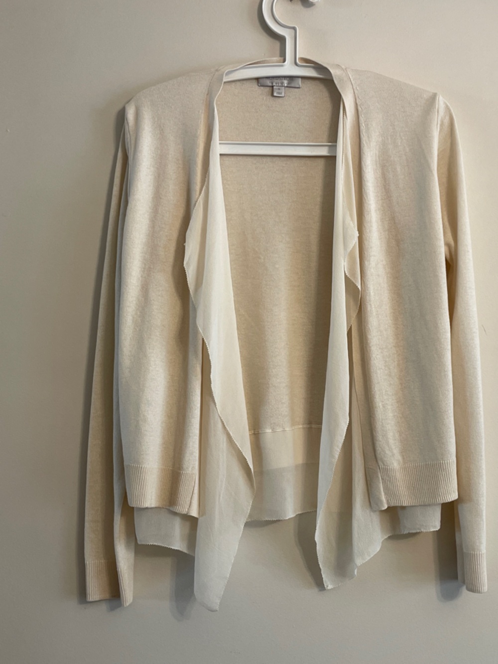 Nordstrom Collection Silk Cashmere Cardigan Size S Cream Layered Open Front